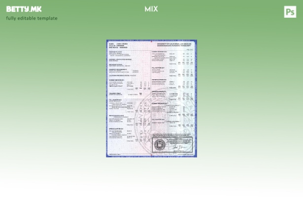 модерен стил официјален додипломски академски препис од Универзитетот во Калифор